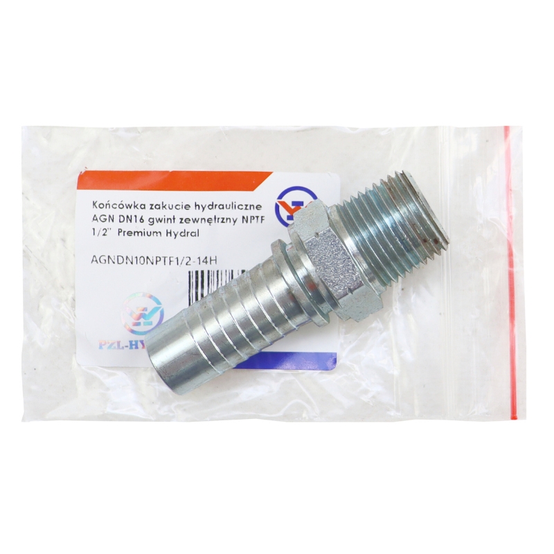 Końcówka zakucie hydrauliczne AGN DN10 NPTF 1/2" 14 gwint zewnętrzny Premium PZL Hydral - Image 4